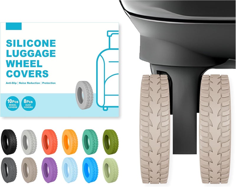 Kozuri 10-Pack Upgrade Luggage Wheel Covers, Silicone Protective Covers for 2-2.4" Suitcases Spinner Wheel, Wear-Resistant, Anti-Noise, Thickened Protector, Travel Accessories (Sand) - Image 1